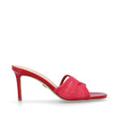 House of Atana Giro Heel Rosso featuring red high-heeled shoes with ankle straps and sleek design on a neutral background.