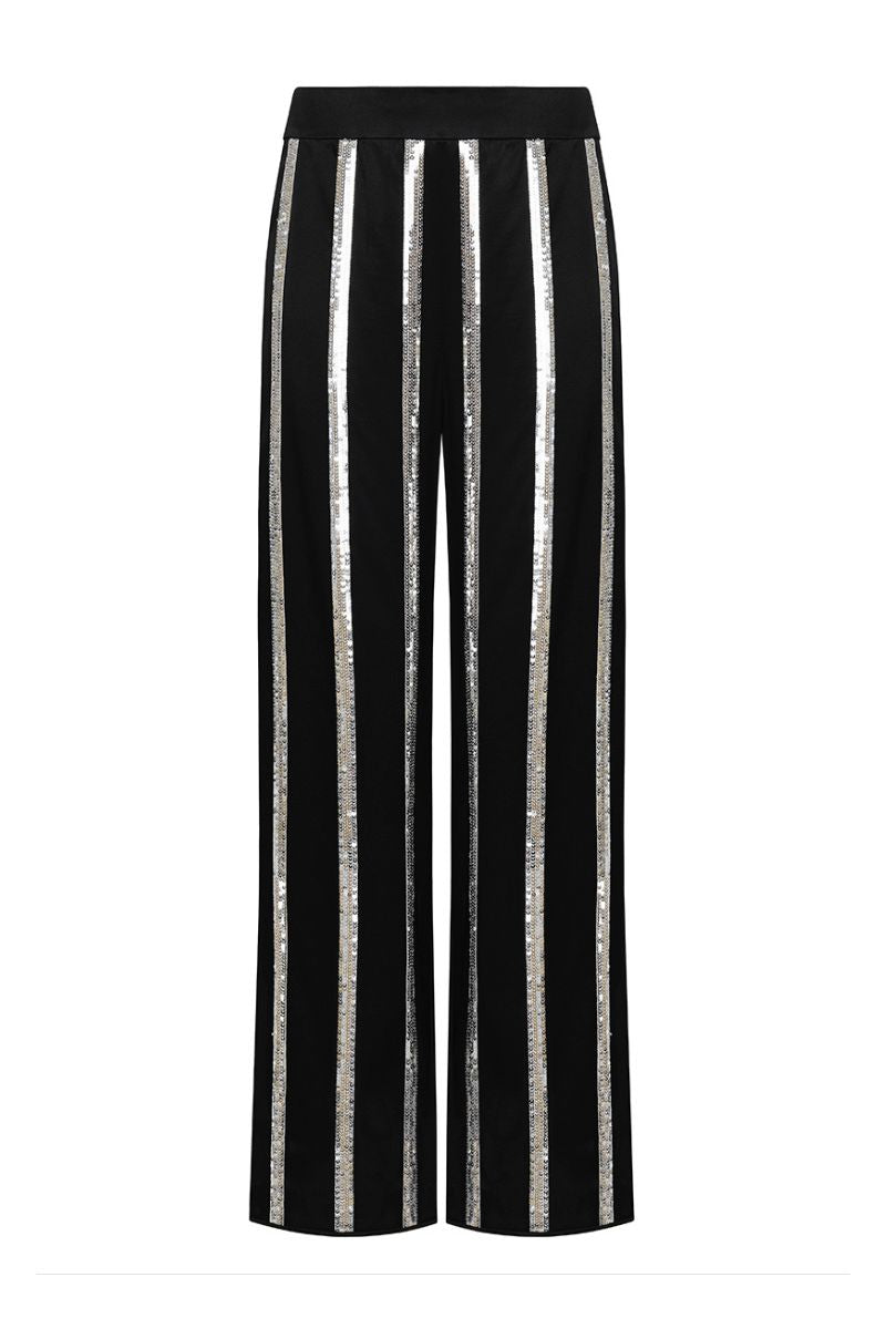 STELLAR STRIPED PANTS IN BLACK - CULT MIA