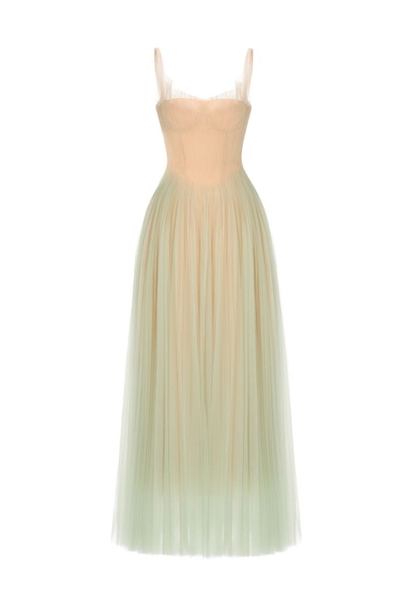 MINT CORSET TULLE MAXI DRESS