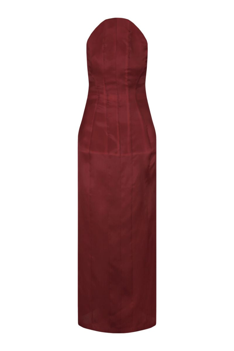 CORSET SILK GOWN IN RED - CULT MIA