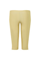 Suncillo dusty butter yellow capris pants displayed on a model, showcasing casual, comfortable ankle-length pants with a relaxed fit.