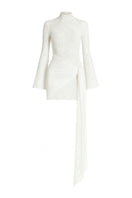 Khanum's white mini dress featuring a fitted silhouette and short sleeves, perfect for casual or summer wear.