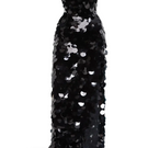 Black Balykina July dress gown with elegant neckline and flowing fabric, showcased on a mannequin.