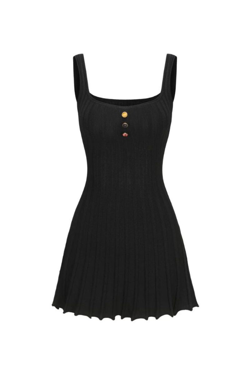 JANELLE BLACK KNIT MINI DRESS - CULT MIA