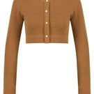 Brown knit crop top by Lili Blanc featuring a stylish, fitted design, perfect for casual or trendy outfits.