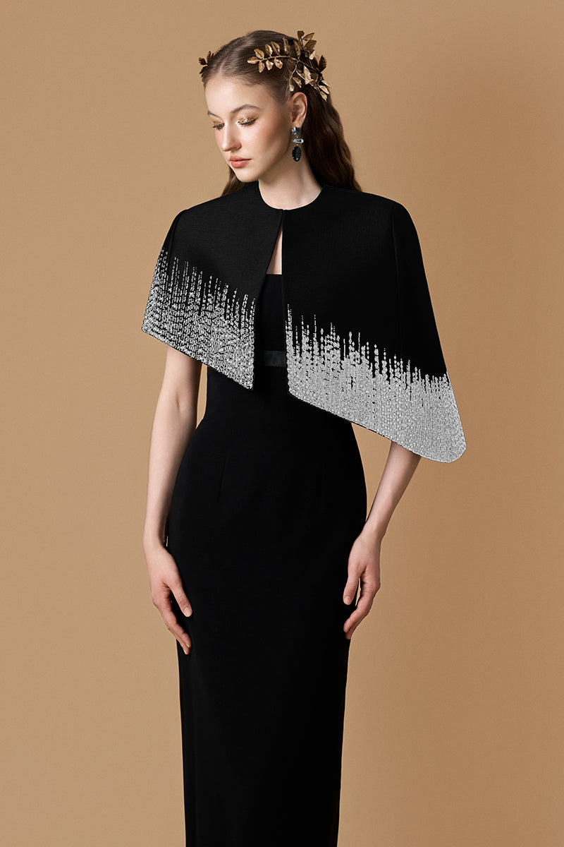 CREPE DE CHINE TAFFETA GOWN IN BLACK | CULT MIA | I.H.F CREPE DE CHINE TAFFETA GOWN IN BLACK | CULT MIA | I.H.F