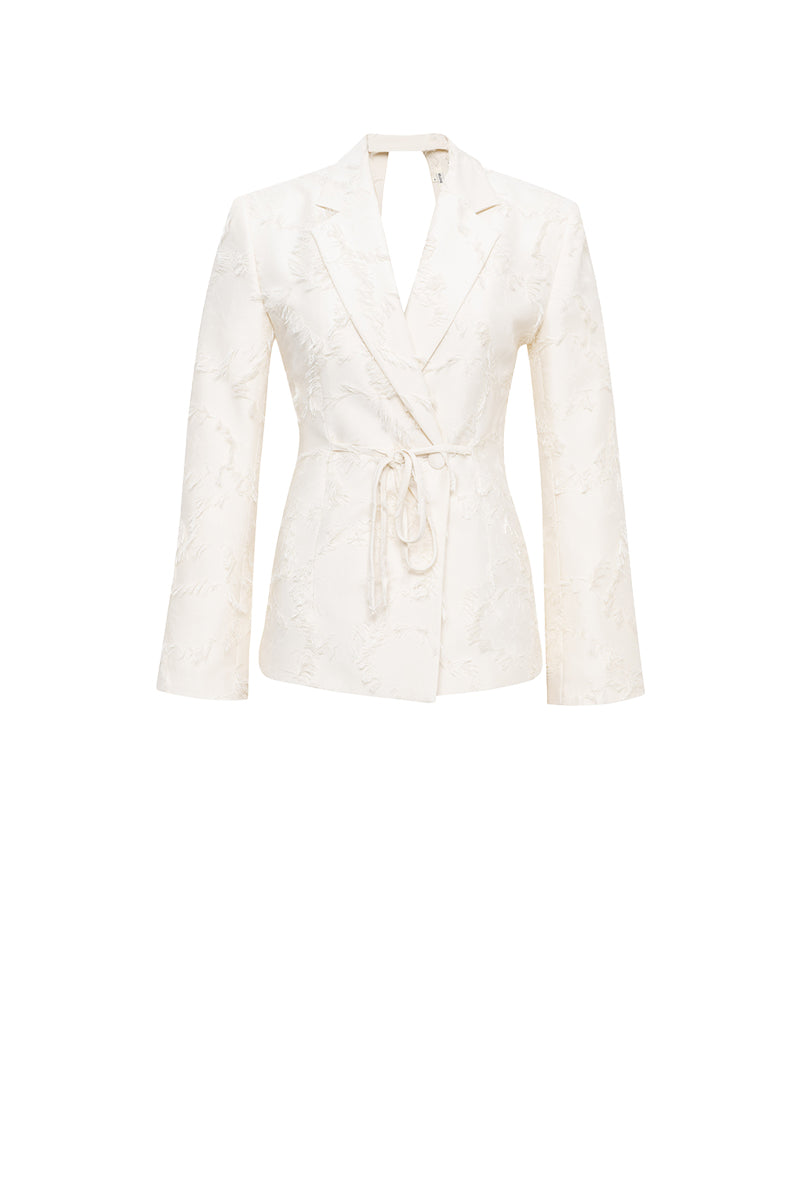 JORA FRINGE OPEN-BACK BLAZER IN CREAM