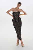 Black sage gown by Balykina, elegant floor-length dress with flowing fabric and intricate design details.