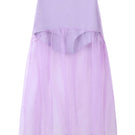 Chictopia Lois lilac midi skirt with a flowy silhouette, styled with a lightweight fabric and side slit for a feminine look.