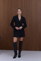 UNDRESS Petra Black Midi Blazer Dress, a stylish black mini dress with blazer details, perfect for chic occasions.