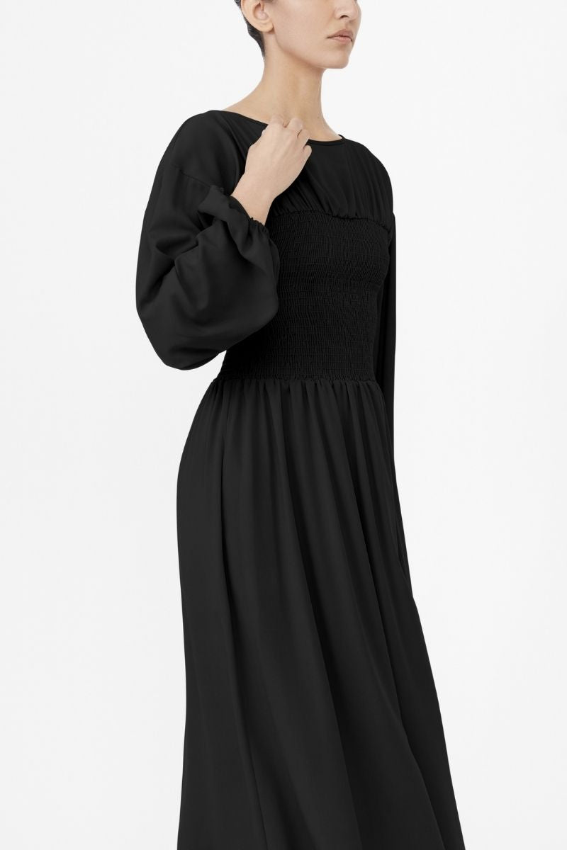 SMOCKED CUPRO MIDI DRESS - CULT MIA