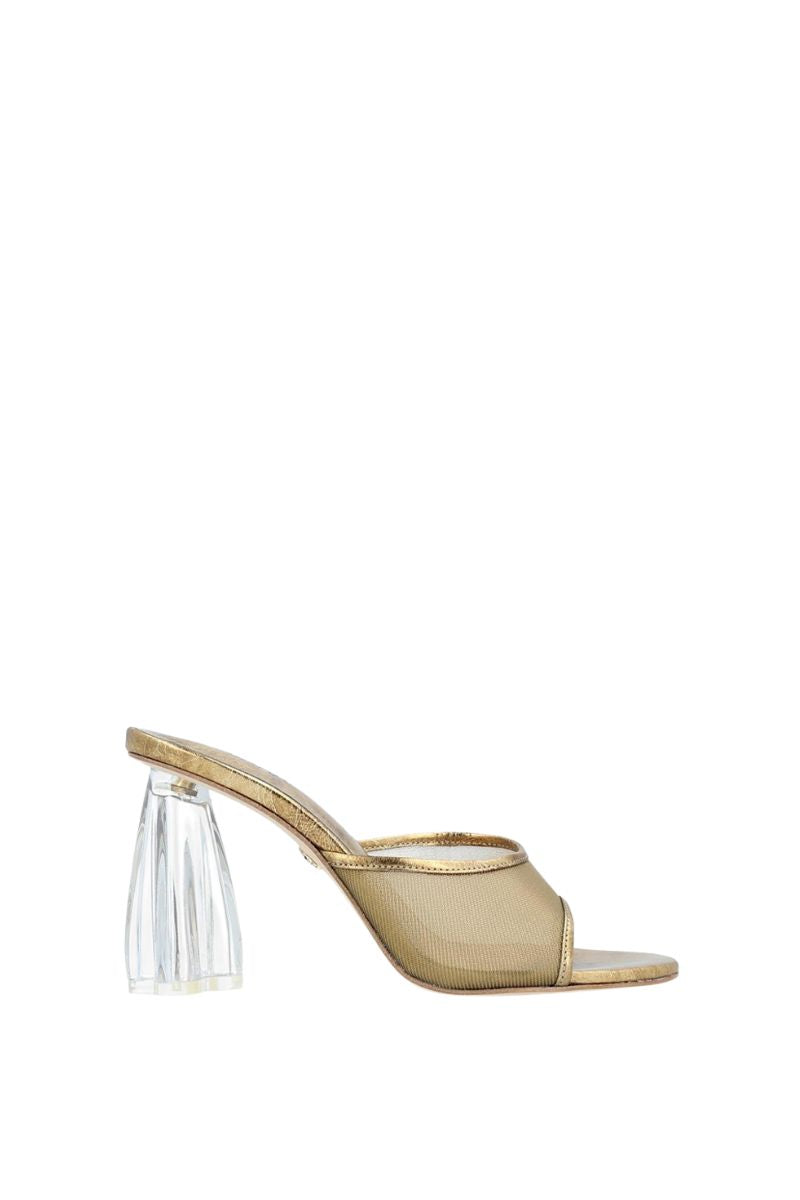 FIORELLINI GLASS MESH MULE 95 IN ANTIQUE GOLD - CULT MIA