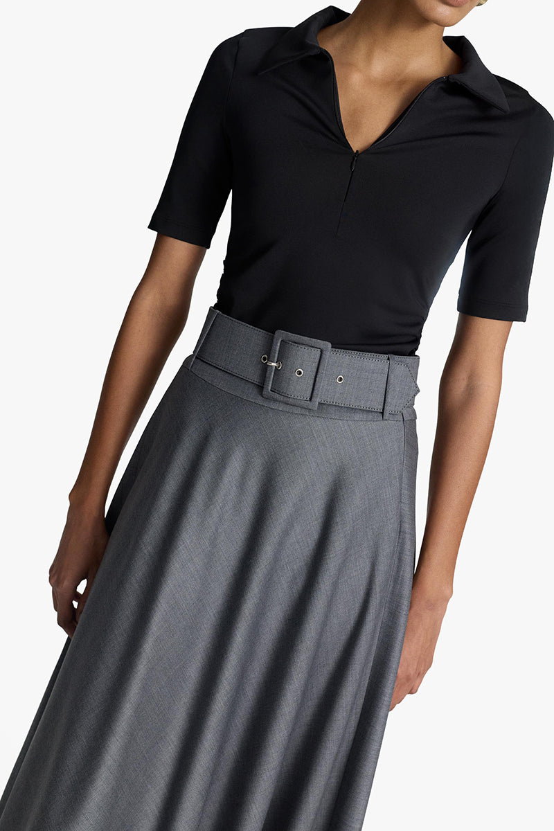 Flowy Acaria Studio Wisdom Maxi Skirt in soft fabric, featuring a relaxed fit and elegant design, shown on a model.