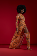 Orange XOLA maxi dress by Onalaja, featuring flowing fabric and a stylish, elegant design perfect for summer or casual wear.