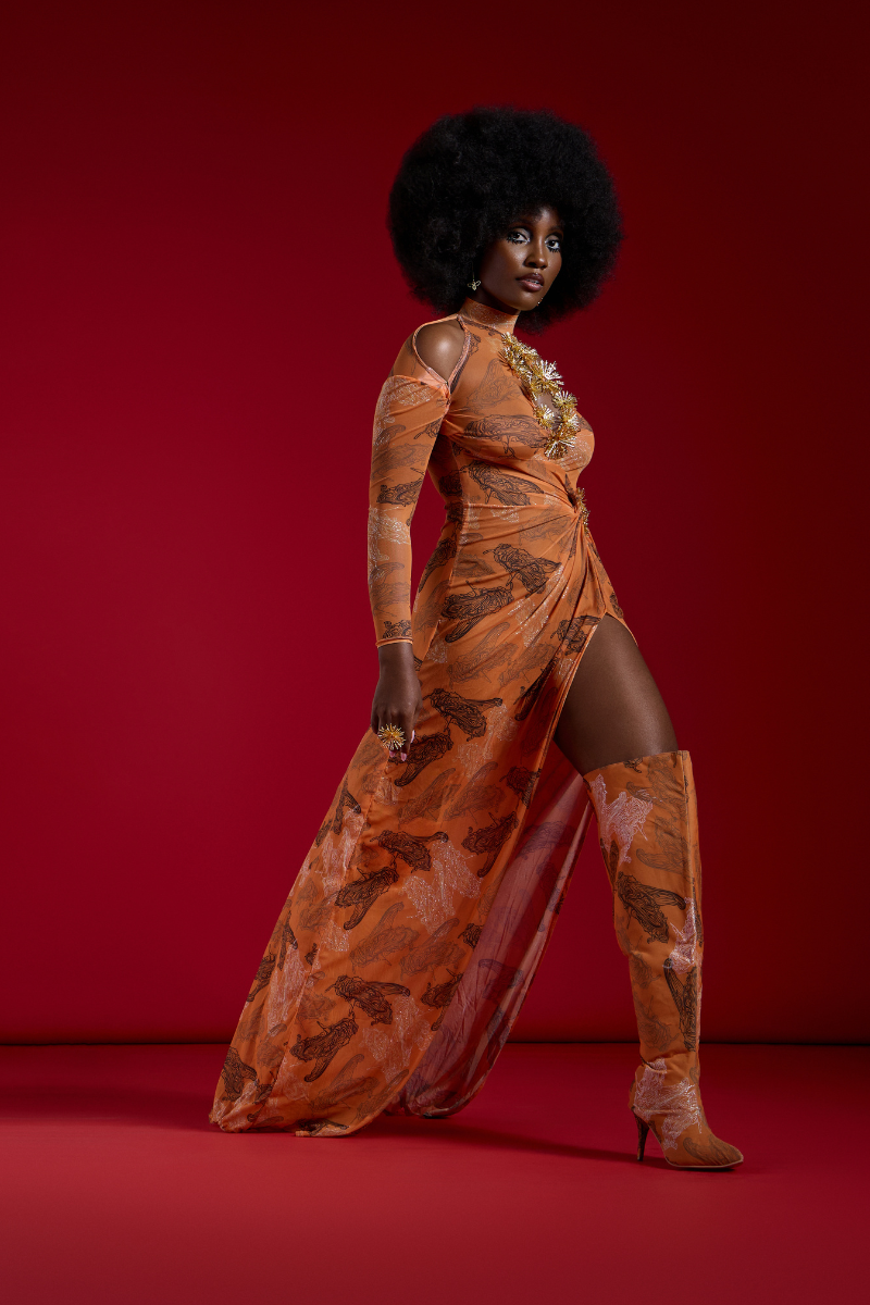Orange XOLA maxi dress by Onalaja, featuring flowing fabric and a stylish, elegant design perfect for summer or casual wear.