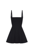 Black BALYKINA mini dress with adjustable straps, fitted style, perfect for casual and evening wear.