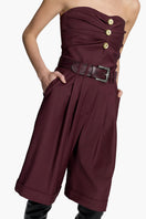 Acaria Studio Guru shorts in rich red wine color, casual fit with waistband and pockets, perfect for summer wear.