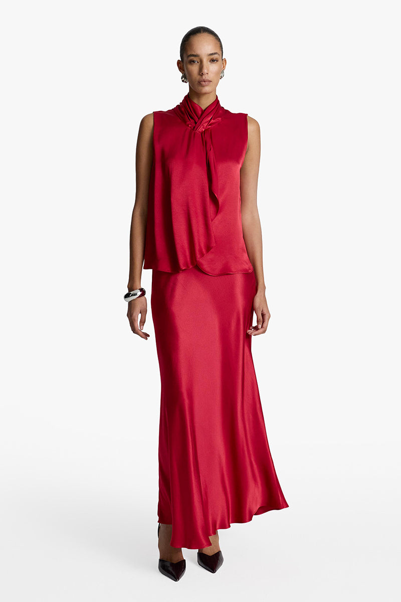 JOLLY SATIN TOP IN RED