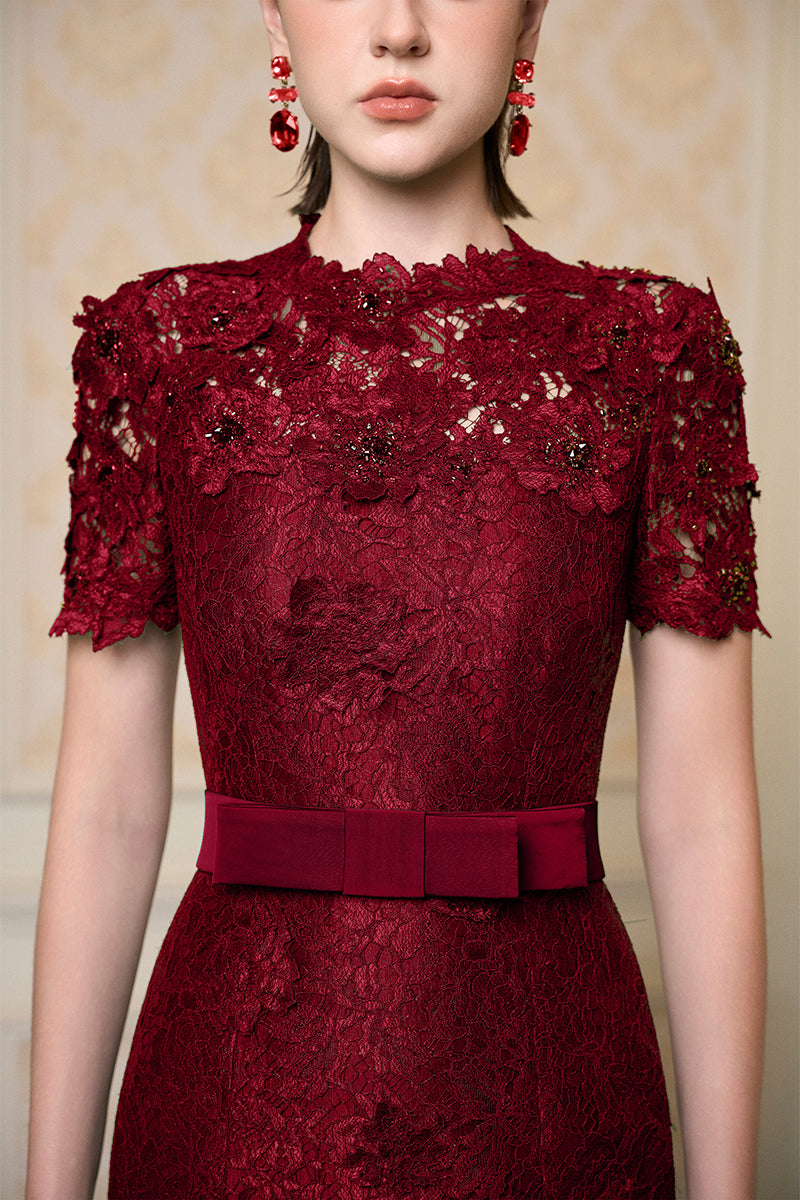 guipure lace sheath dress Joseph Ribkoff Guipure Lace Flutter Sleeve Midi Sheath Dress 251744 AfterRetail