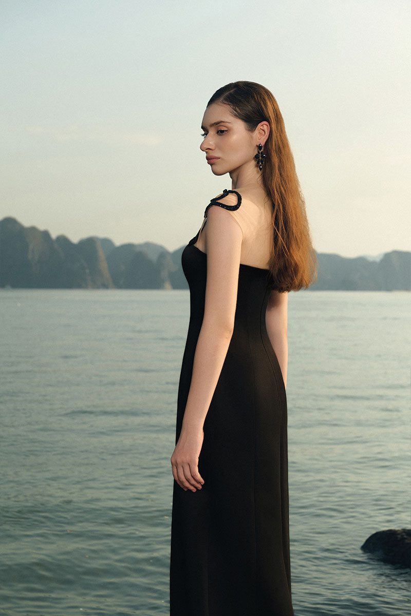 LYCRA TAFFETA DRESS IN BLACK - CULT MIA