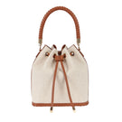 Saonara linen bucket top handle bag with sturdy handles and spacious interior, stylish for everyday use.