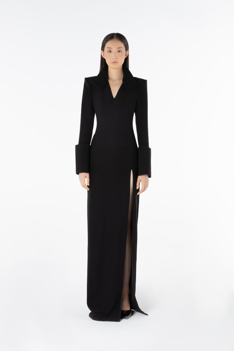 Lili Blanc cut gown maxi dress featuring a flowy silhouette and elegant design, perfect for formal occasions.