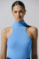 Baobab Lotus Top in Night Blue, stylish women's sleeveless top with a flowy fit, displayed on a neutral background.
