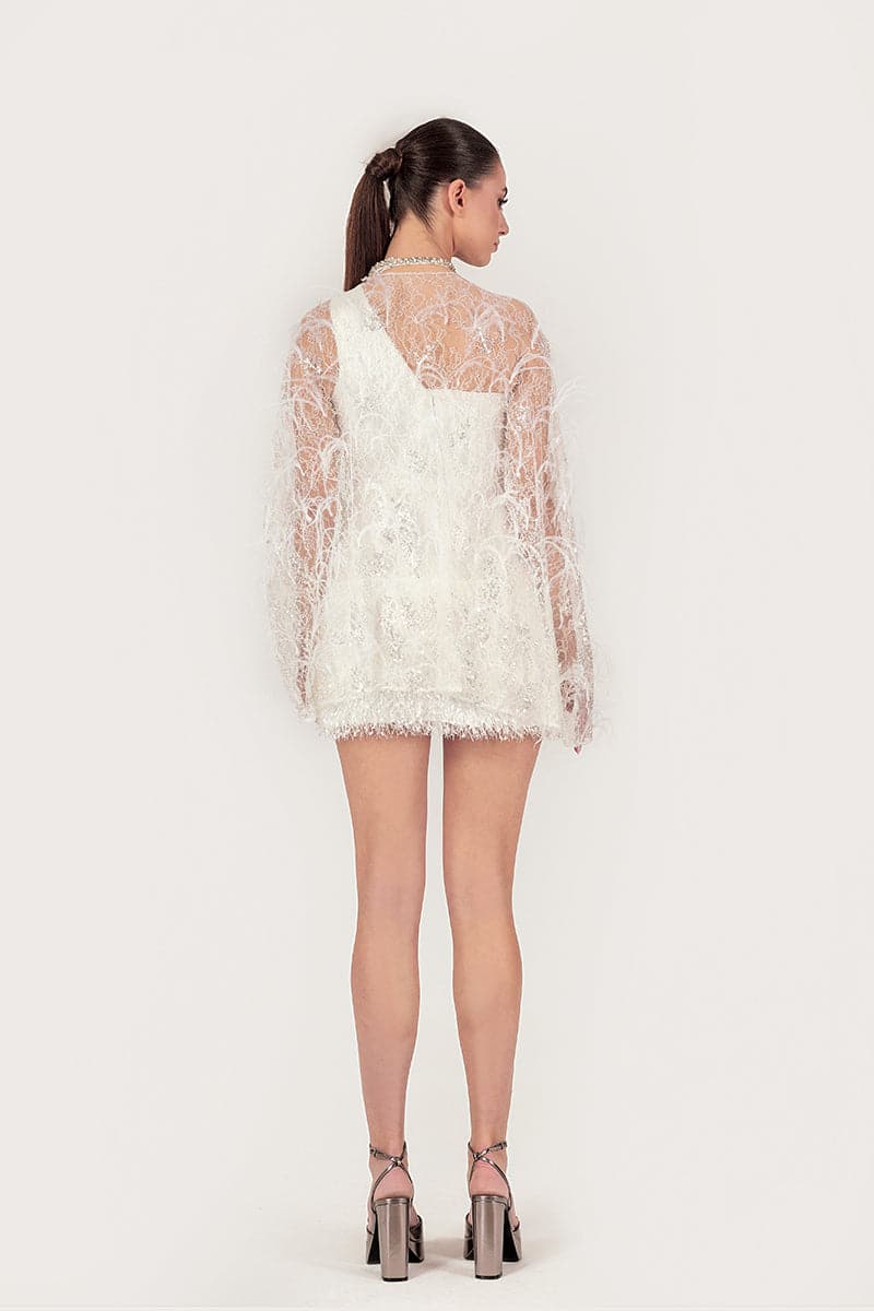 EMBROIDERED FEATHER CAPE - CULT MIA