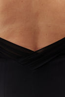 Black Violette long crepe dress by Nazlı Ceren, elegant maxi dress with flowing fabric and stylish design.