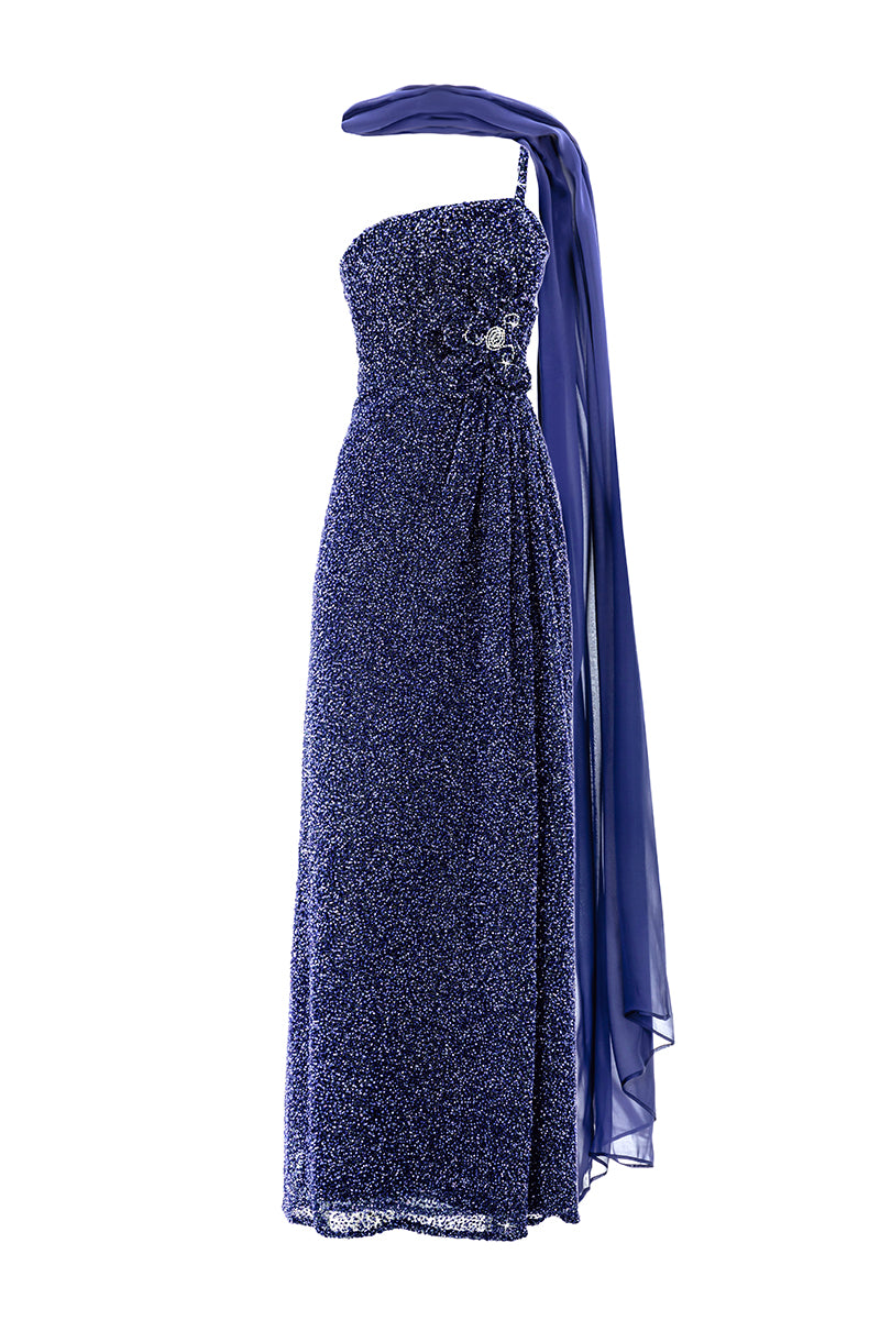 CULT MIA X MONIKA DIMOVA SEQUIN SILK EMBROIDERED GOWN - CULT MIA