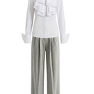 White Plan soft tailor co-ords set featuring a fitted top and matching pants, perfect for casual and stylish wear.