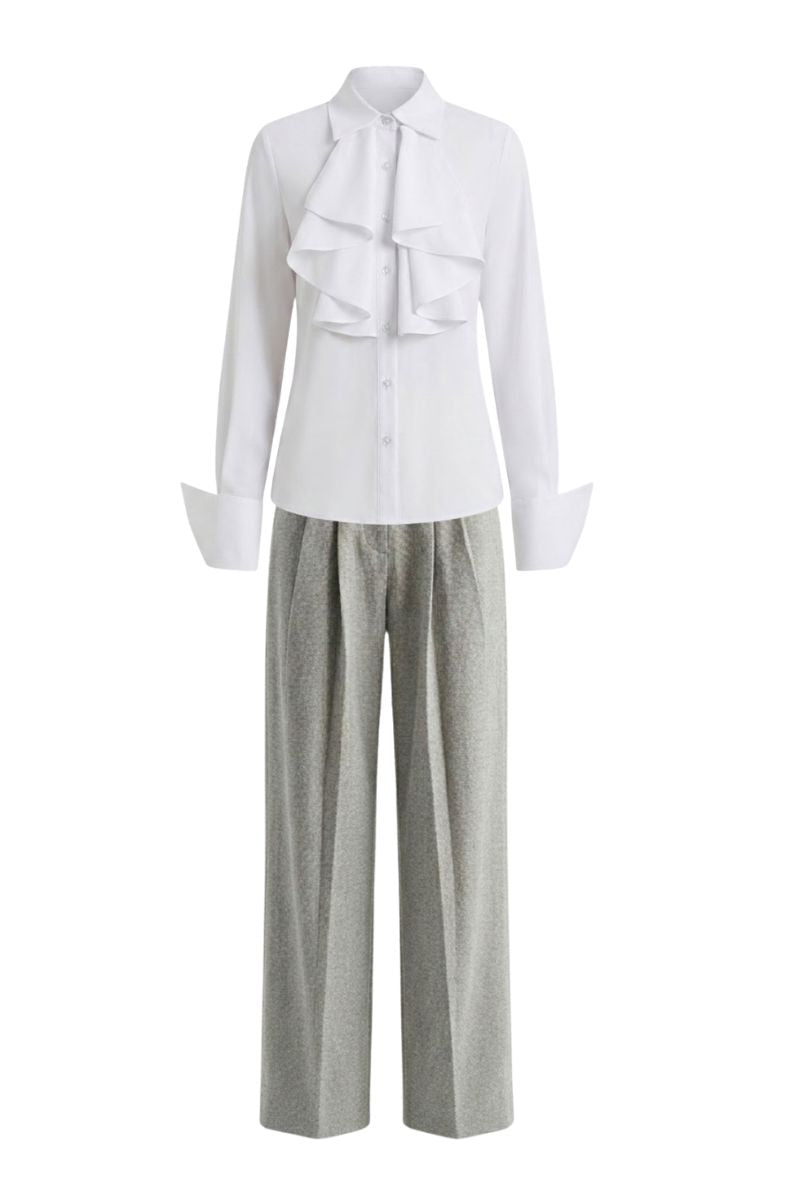 White Plan soft tailor co-ords set featuring a fitted top and matching pants, perfect for casual and stylish wear.