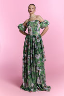 Nur Karaata Provence Poème gown, elegant long dress with floral details and flowing fabric, perfect for formal occasions.