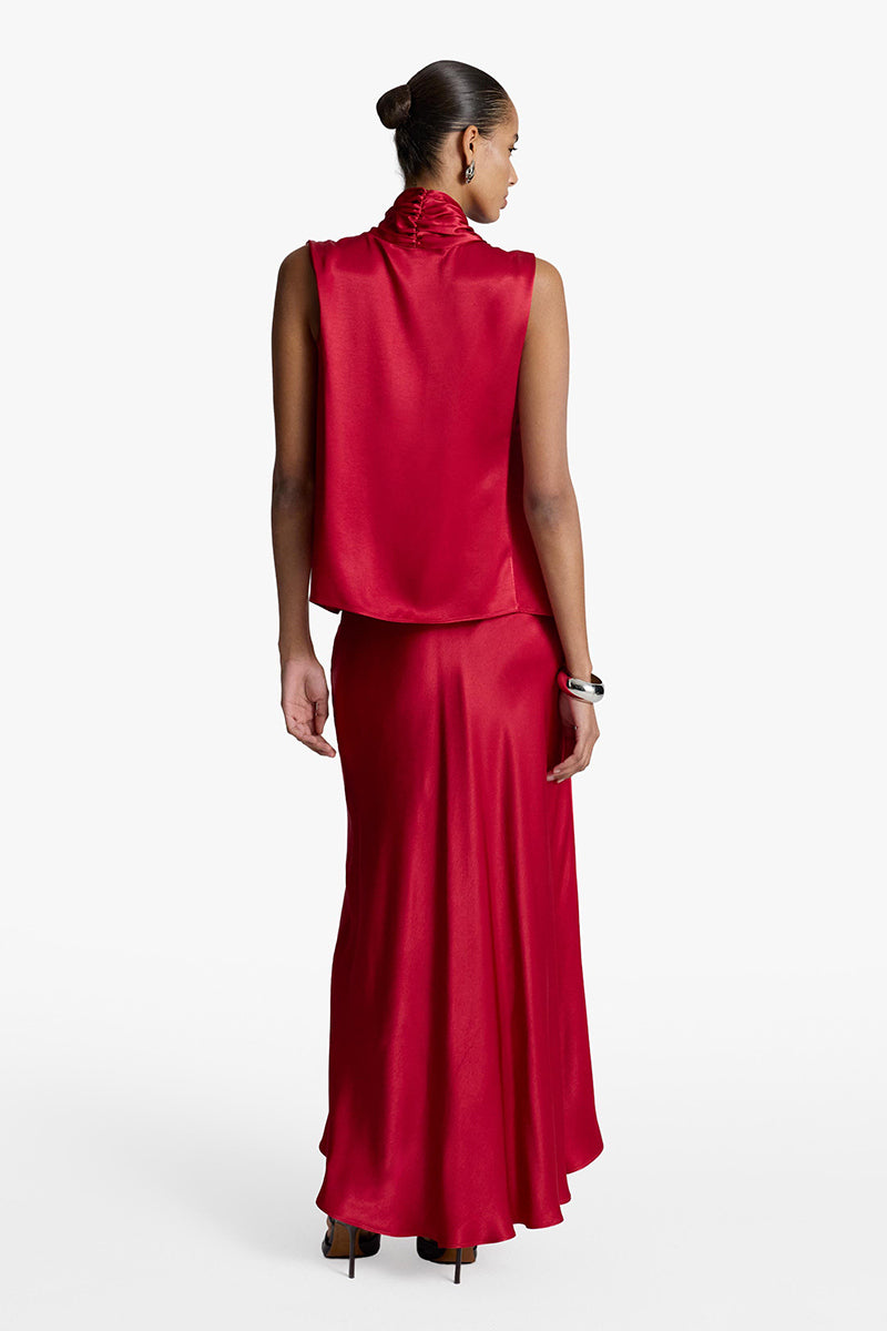 JUPE EN SATIN JILL ROUGE