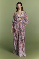 Nur Karaata Island Mirage cover-up, lightweight and stylish beach cover-up with tropical print, perfect for summer and poolside wear.