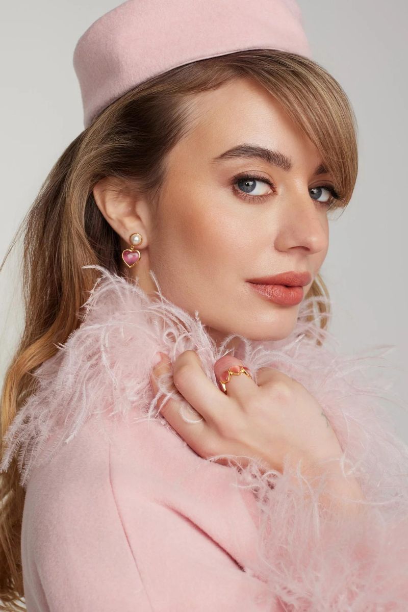 DASCHA PEARL AND PINK HEART DROP EARRINGS - CULT MIA