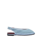 Flabelus Narnia light denim flats with light blue piping, featuring a comfortable slip-on design and casual style.