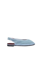 Flabelus Narnia light denim flats with light blue piping, featuring a comfortable slip-on design and casual style.