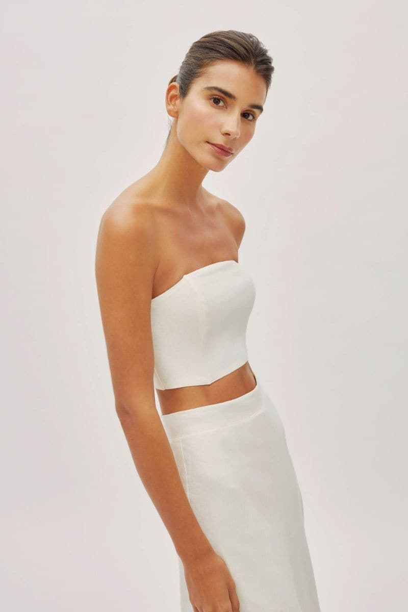 CLARA ECRU LINEN BANDEAU TOP - CULT MIA