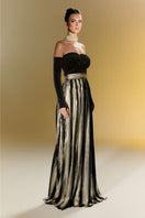Nur Karaata CULT MIA X NUR KARAATA Addington gown featuring elegant fabric and detailed design, shown on a hanger.