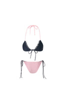 Reversible pink and black bikini set by Suncillo featuring a stylish two-tone design and adjustable straps.