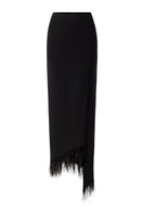 Tracy Studio asymmetric sleeveless blazer paired with a feather skirt co-ord set, featuring stylish design and elegant fabric details.