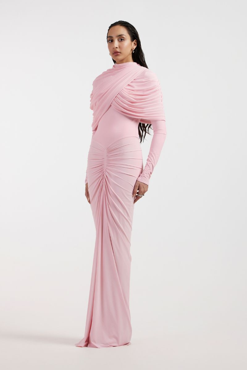 NOA DRAPED PINK GOWN - CULT MIA