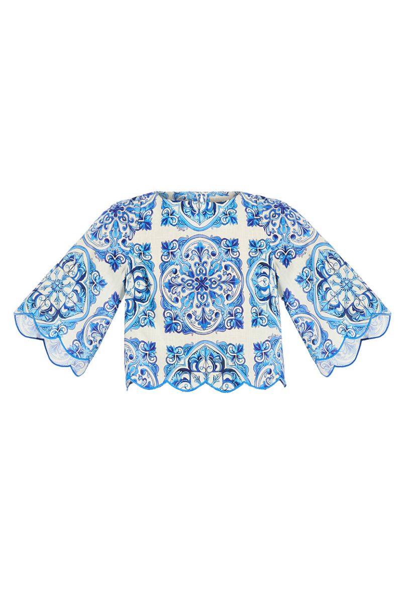CHARLIZE TOP IN AZULEJO BLUE - CULT MIA