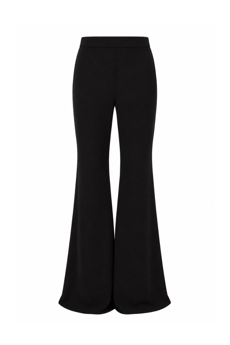 Lili Blanc flow flare trousers with wide-leg design and high waist, shown in a stylish, relaxed fit style.