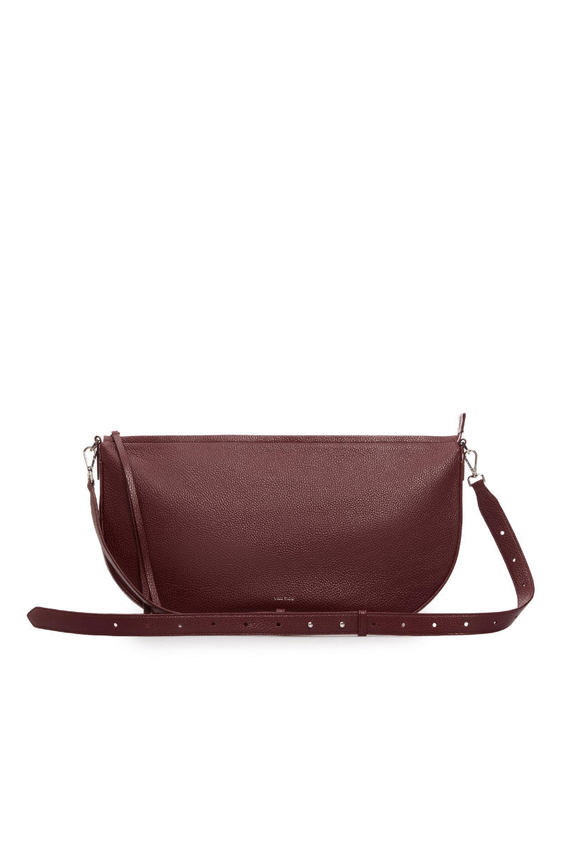 Vikele Studio Denise shoulder bag in burgundy leather with sleek design and top handle, stylish accessory for everyday use.