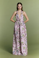 Nur Karaata Coastal Glow Maxi Dress featuring a flowy, lightweight fabric with coastal-inspired patterns and a relaxed fit.
