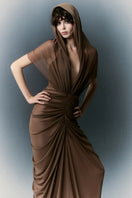 White Plan Margaret gown showing elegant design with flowing fabric and detailed neckline, perfect for formal occasions.