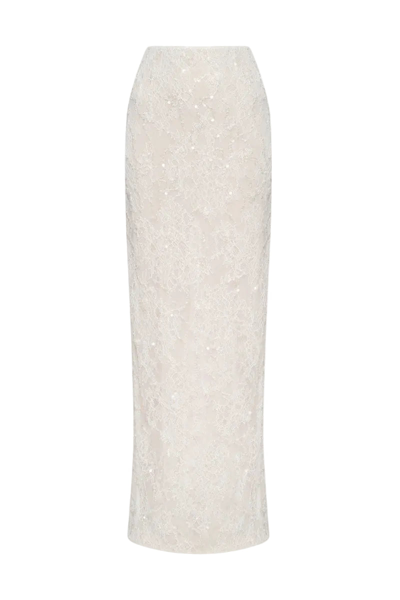 SEQUINED LACE MAXI SKIRT