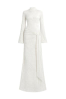 Khanum's white KELI maxi dress with flowing fabric and elegant design, ideal for casual or formal occasions.